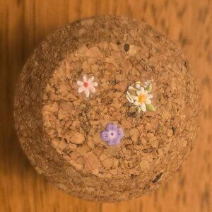 Brand New Hand Crafted Magnet Created from Champagne Cork Featuring Flowers